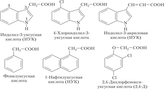 Ряд синтетических и природных ауксинов